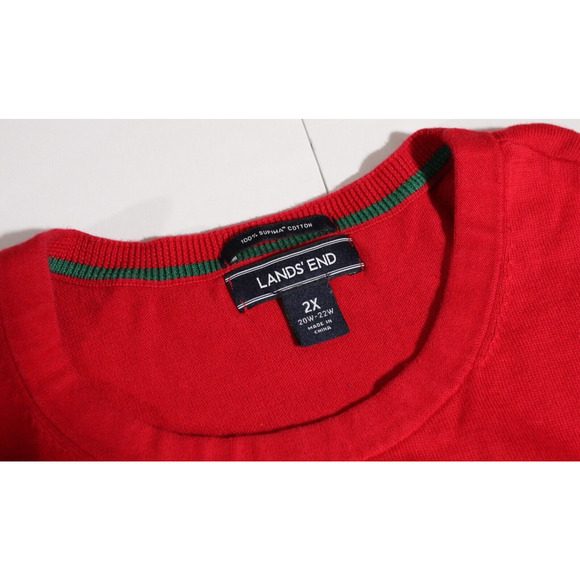 Land's End Red Christmas Sweater Women's 2X (20W/22W) Crew Neck Pull-over LS - Picture 5 of 11